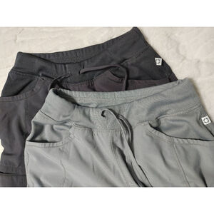 Set of 2 Women's Cherokee Infinity Scrub Pants & Joggers S Lt Gray/Dark Gray